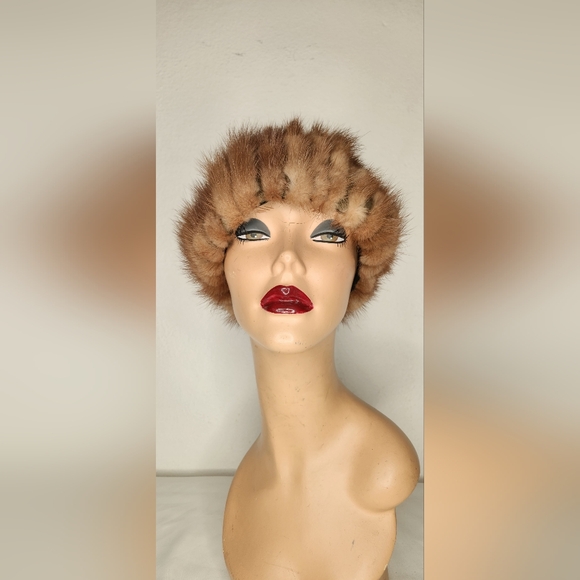 Vintage Mink Fur Hat 30s 40s 50s Mid Century Mink Fur Hat Pixie Fur Hat - Picture 4 of 11